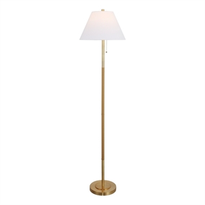Safavieh Christin Iron and Fabric Floor Lamp in Brass / Natural