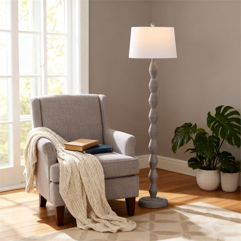 Safavieh Georgia Resin and Fabric Floor Lamp  in Gray