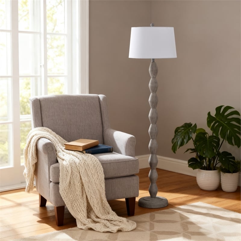 Safavieh Georgia Resin and Fabric Floor Lamp  in Gray