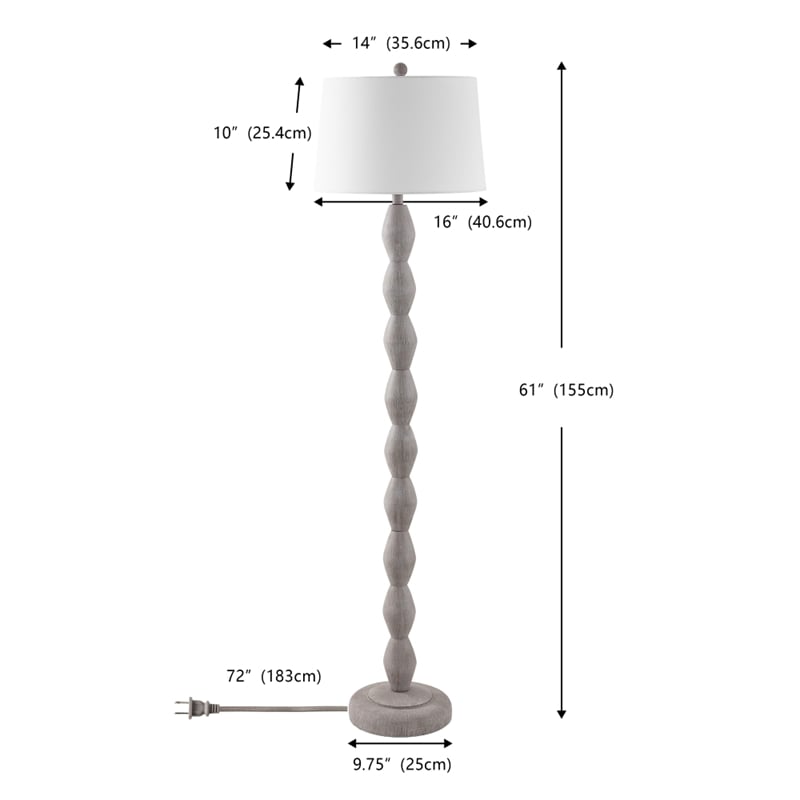 Safavieh Georgia Resin and Fabric Floor Lamp  in Gray