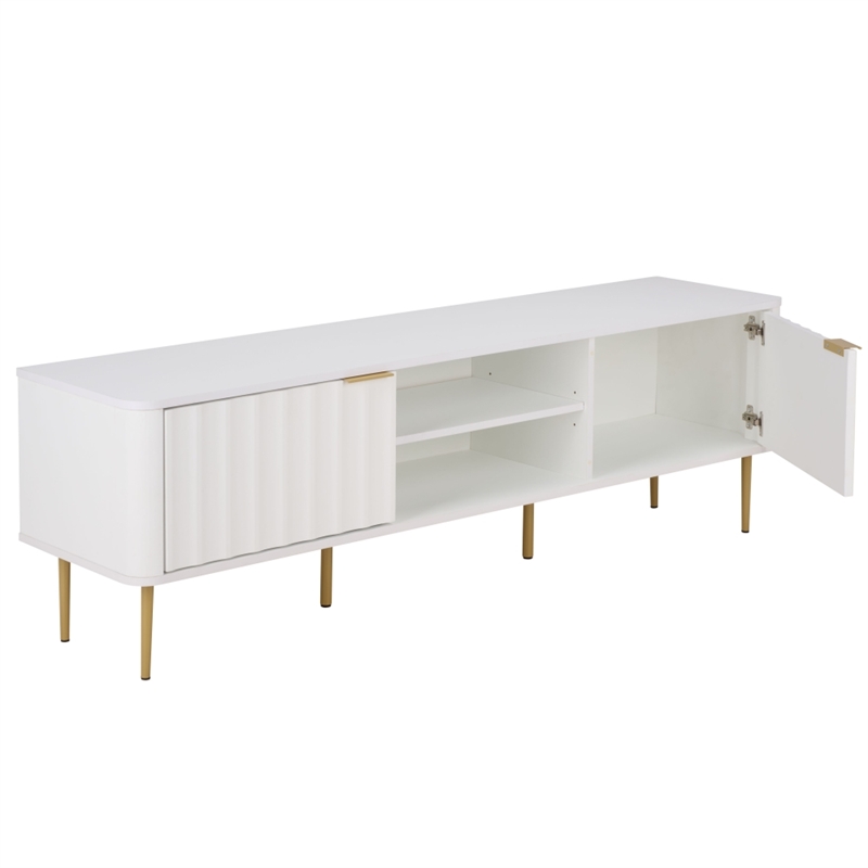 Safavieh Hilsa 3 Door 2 Shelf Wood Sideboard/Media in White / Gold