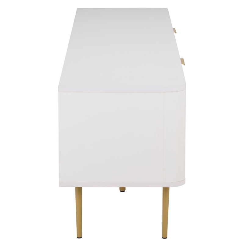 Safavieh Hilsa 3 Door 2 Shelf Wood Sideboard/Media in White / Gold