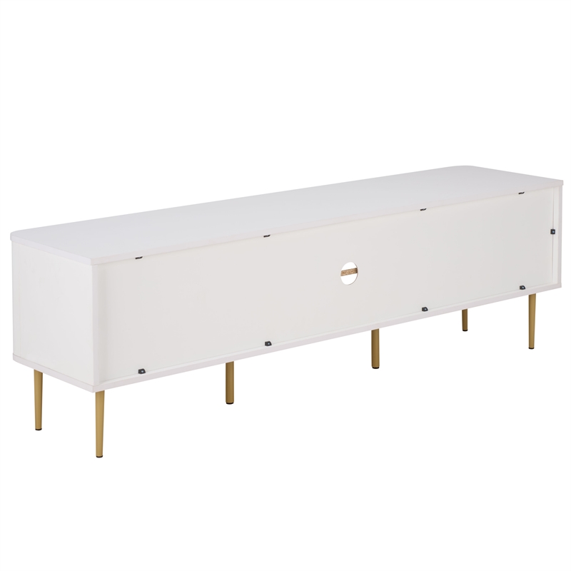 Safavieh Hilsa 3 Door 2 Shelf Wood Sideboard/Media in White / Gold
