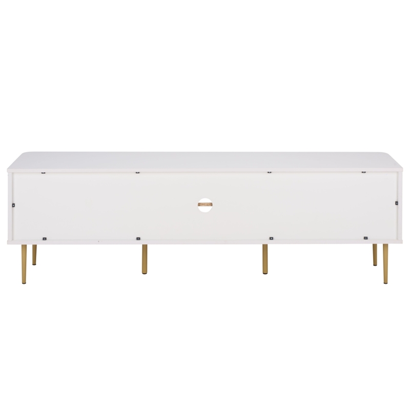 Safavieh Hilsa 3 Door 2 Shelf Wood Sideboard/Media in White / Gold