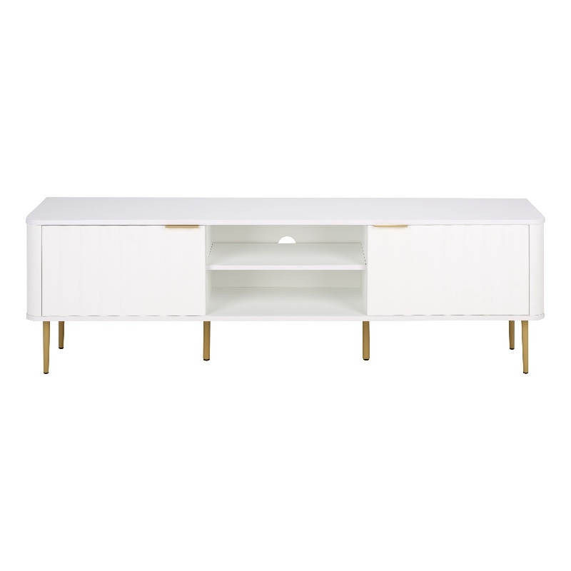 Safavieh Hilsa 3 Door 2 Shelf Wood Sideboard/Media in White / Gold