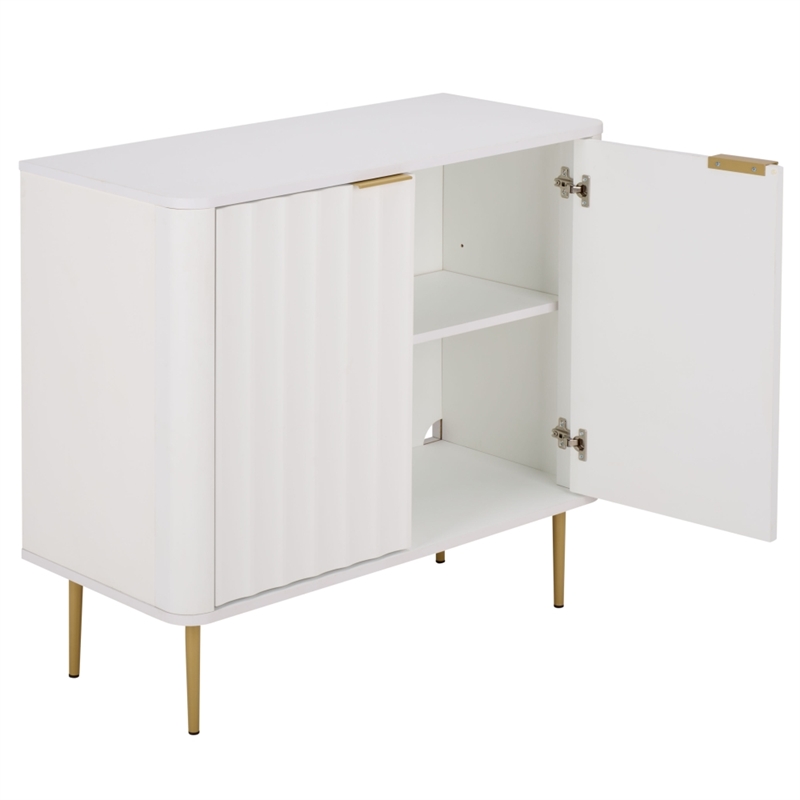Safavieh Hilsa 2 Door Compact Wood Sideboard/Media in White / Gold