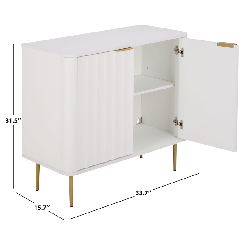 Safavieh Hilsa 2 Door Compact Wood Sideboard/Media in White / Gold