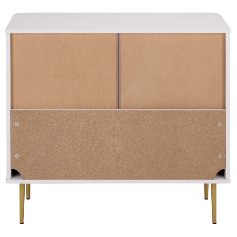 Safavieh Hilsa 2 Door Compact Wood Sideboard/Media in White / Gold