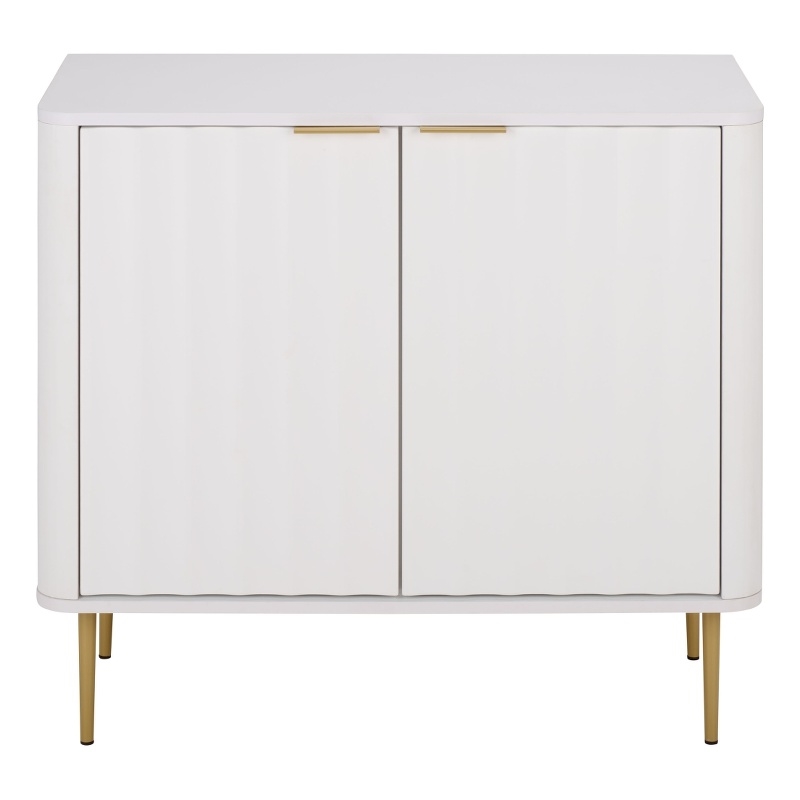 Safavieh Hilsa 2 Door Compact Wood Sideboard/Media in White / Gold