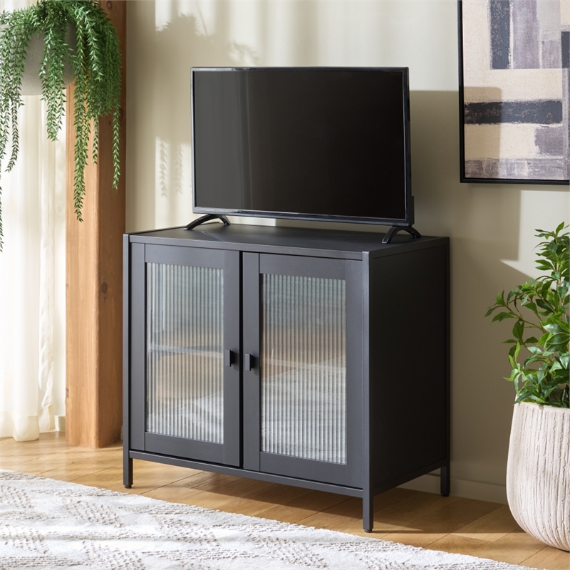 Safavieh Donahue Wood Sideboard/Media Stand in Black / Black