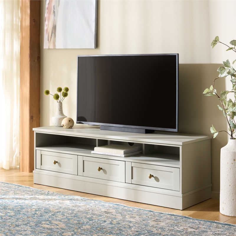 Safavieh Shafa Wood Sideboard/Media Stand in Light Gray / Brass