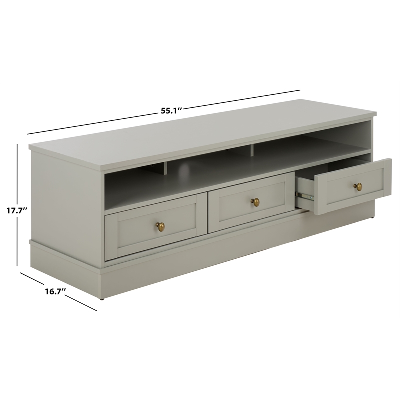 Safavieh Shafa Wood Sideboard/Media Stand in Light Gray / Brass
