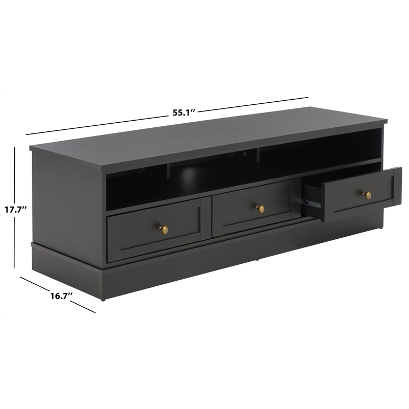 Safavieh Shafa Wood Sideboard/Media Stand in Black / Brass
