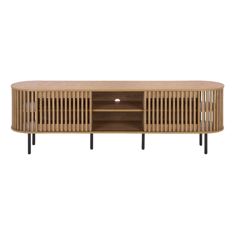 Safavieh Kiyoshi Wood and Metal Tv Stand in Oak / Black