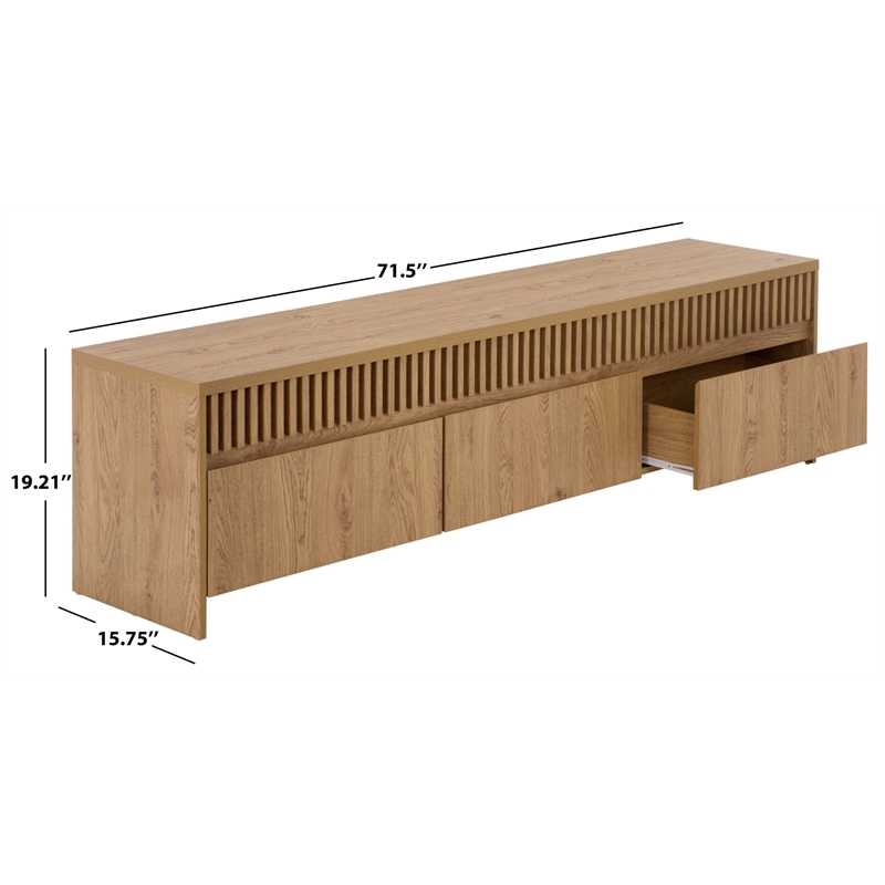 Safavieh Masa 3 Drawer Wood  Tv Stand in Oak