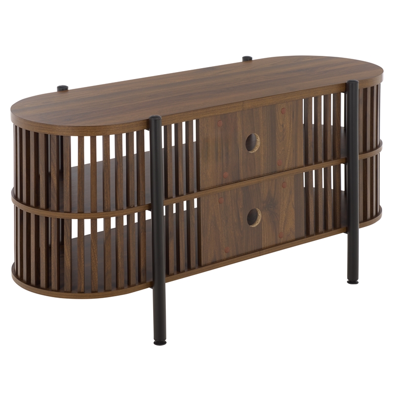Safavieh Marami 1 Shelf Wood and Metal Tv Stand in Walnut / Black