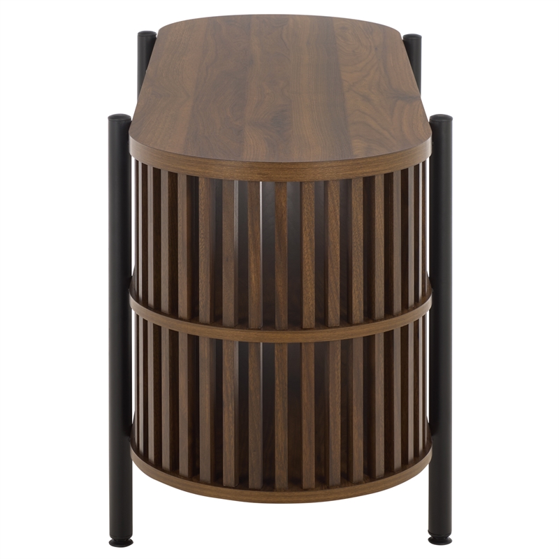 Safavieh Marami 1 Shelf Wood and Metal Tv Stand in Walnut / Black