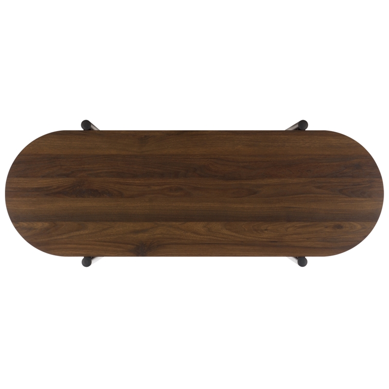 Safavieh Marami 1 Shelf Wood and Metal Tv Stand in Walnut / Black