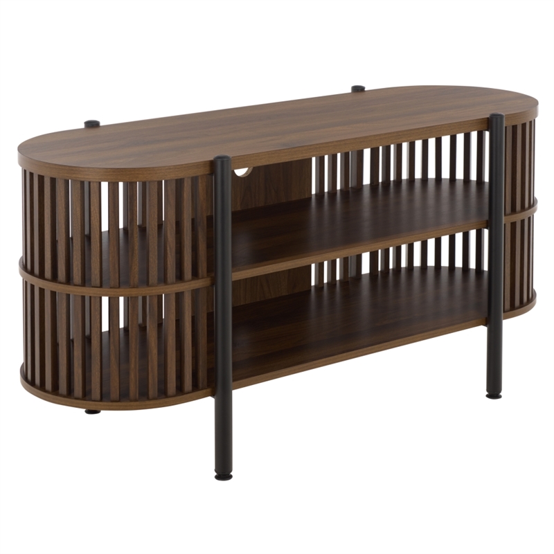 Safavieh Marami 1 Shelf Wood and Metal Tv Stand in Walnut / Black