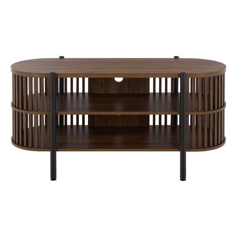 Safavieh Marami 1 Shelf Wood and Metal Tv Stand in Walnut / Black