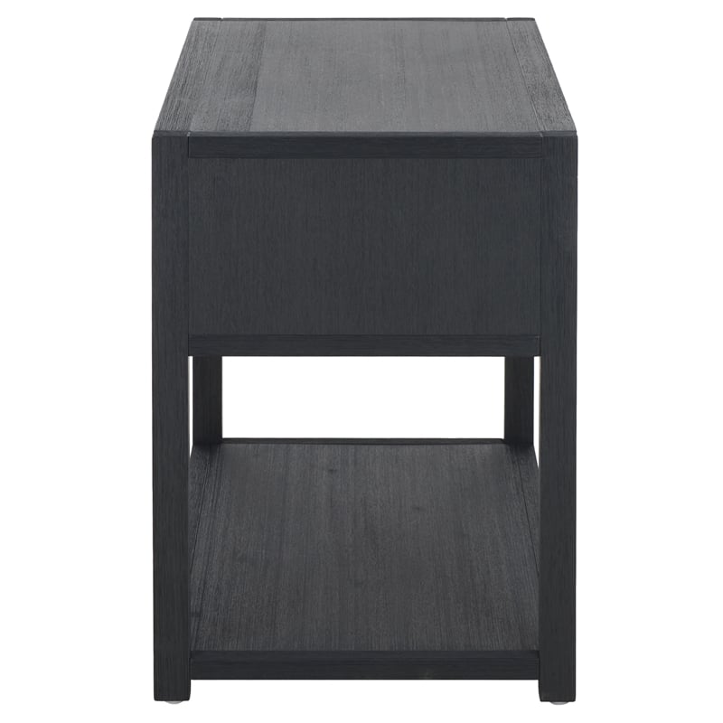 Safavieh Large Sadie 1 Drawer 1 Shelf Metal and Wood Nightstand in Navy