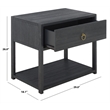 Safavieh Large Sadie 1 Drawer 1 Shelf Metal and Wood Nightstand in Navy