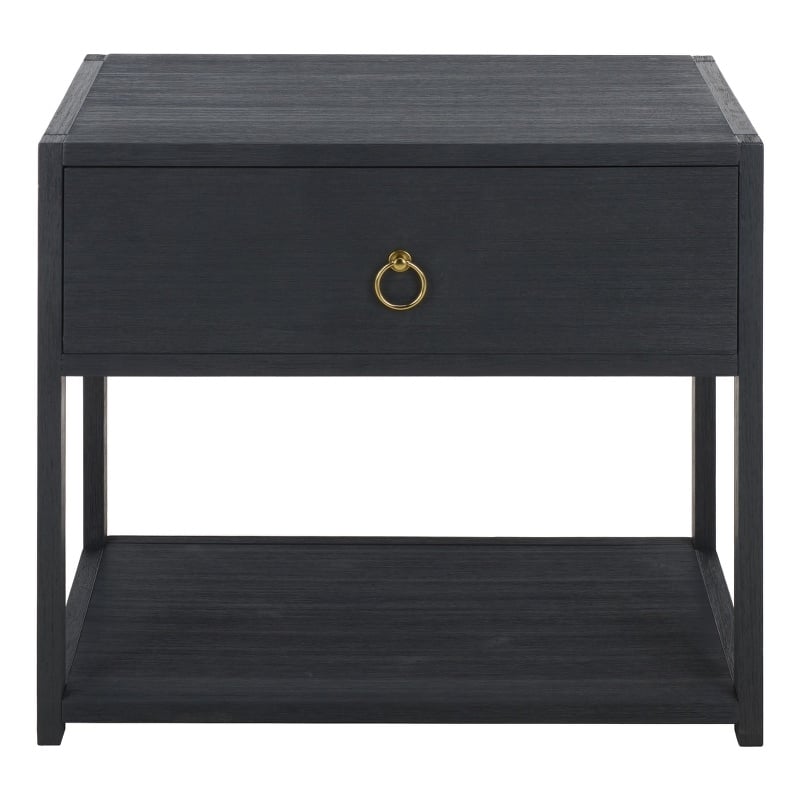 Safavieh Large Sadie 1 Drawer 1 Shelf Metal and Wood Nightstand in Navy