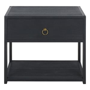 Safavieh Large Sadie 1 Drawer 1 Shelf Metal and Wood Nightstand in Navy