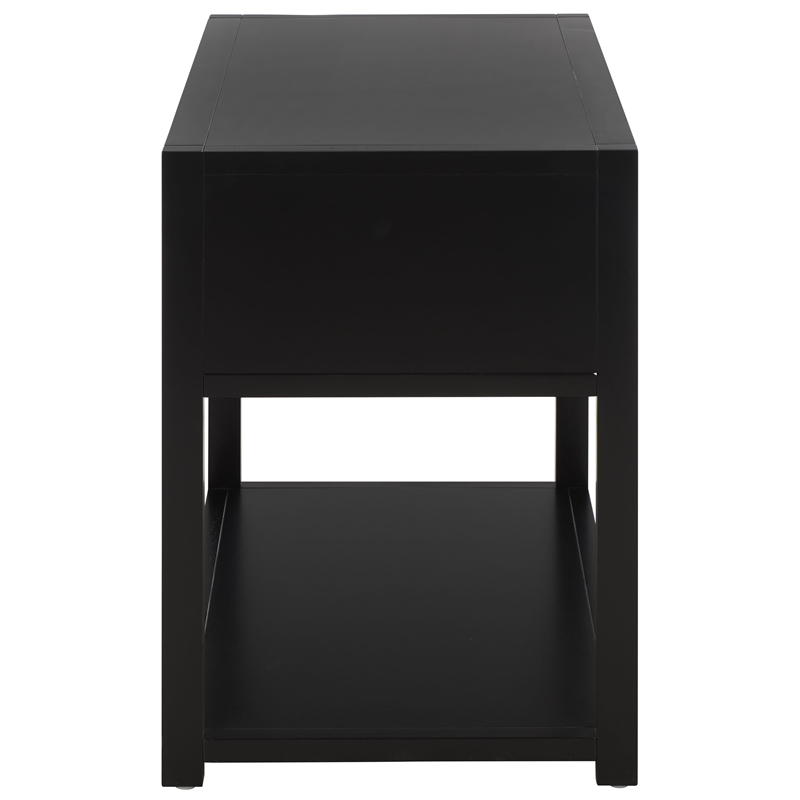 Safavieh Large Sadie 1 Drawer 1 Shelf Metal and Wood Nightstand  in Black