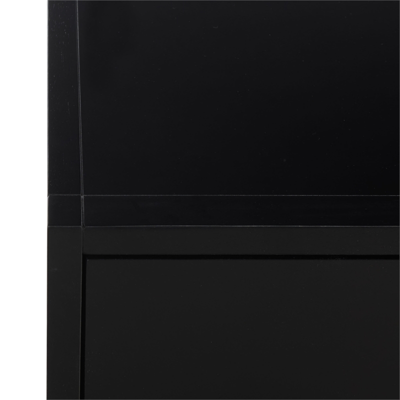 Safavieh Large Sadie 1 Drawer 1 Shelf Metal and Wood Nightstand  in Black