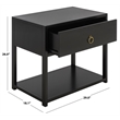 Safavieh Large Sadie 1 Drawer 1 Shelf Metal and Wood Nightstand  in Black