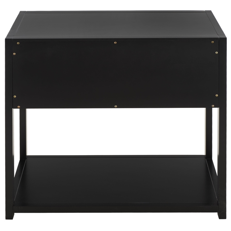 Safavieh Large Sadie 1 Drawer 1 Shelf Metal and Wood Nightstand  in Black