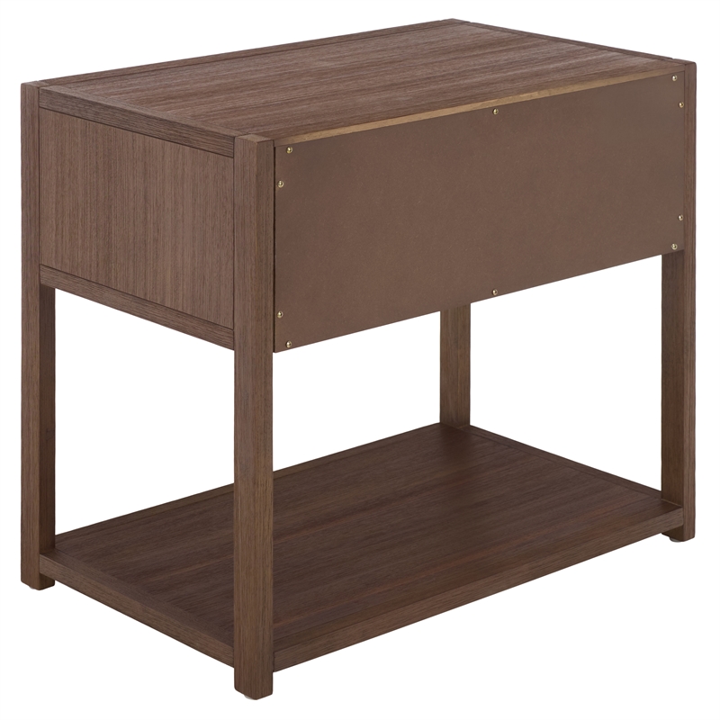Safavieh Large Sadie 1 Drawer 1 Shelf Metal and Wood Nightstand  in Chocolate