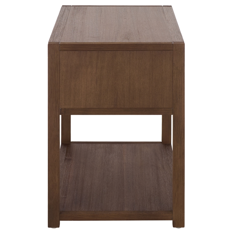Safavieh Large Sadie 1 Drawer 1 Shelf Metal and Wood Nightstand  in Chocolate