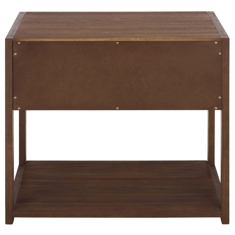 Safavieh Large Sadie 1 Drawer 1 Shelf Metal and Wood Nightstand  in Chocolate