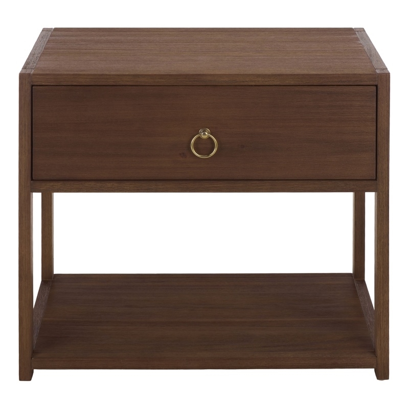 Safavieh Large Sadie 1 Drawer 1 Shelf Metal and Wood Nightstand  in Chocolate