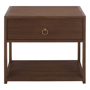 Safavieh Large Sadie 1 Drawer 1 Shelf Metal and Wood Nightstand  in Chocolate