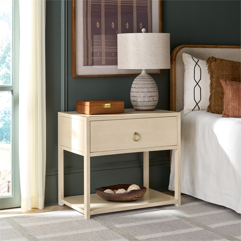 Safavieh Large Sadie 1 Drawer 1 Shelf Metal and Wood Nightstand  in White