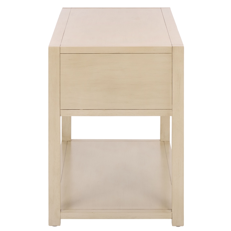 Safavieh Large Sadie 1 Drawer 1 Shelf Metal and Wood Nightstand  in White