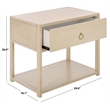 Safavieh Large Sadie 1 Drawer 1 Shelf Metal and Wood Nightstand  in White