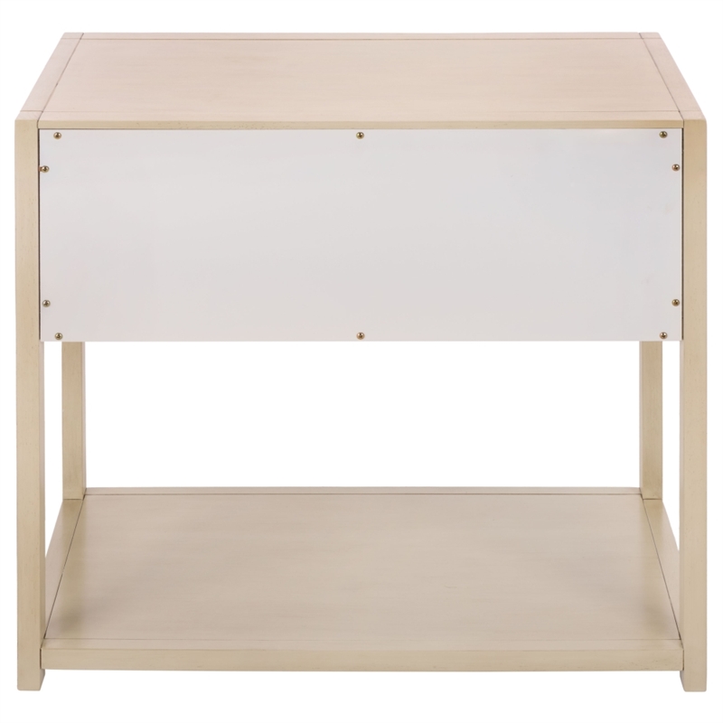 Safavieh Large Sadie 1 Drawer 1 Shelf Metal and Wood Nightstand  in White