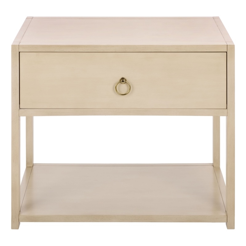 Safavieh Large Sadie 1 Drawer 1 Shelf Metal and Wood Nightstand  in White