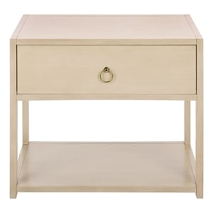 Safavieh Large Sadie 1 Drawer 1 Shelf Metal and Wood Nightstand  in White