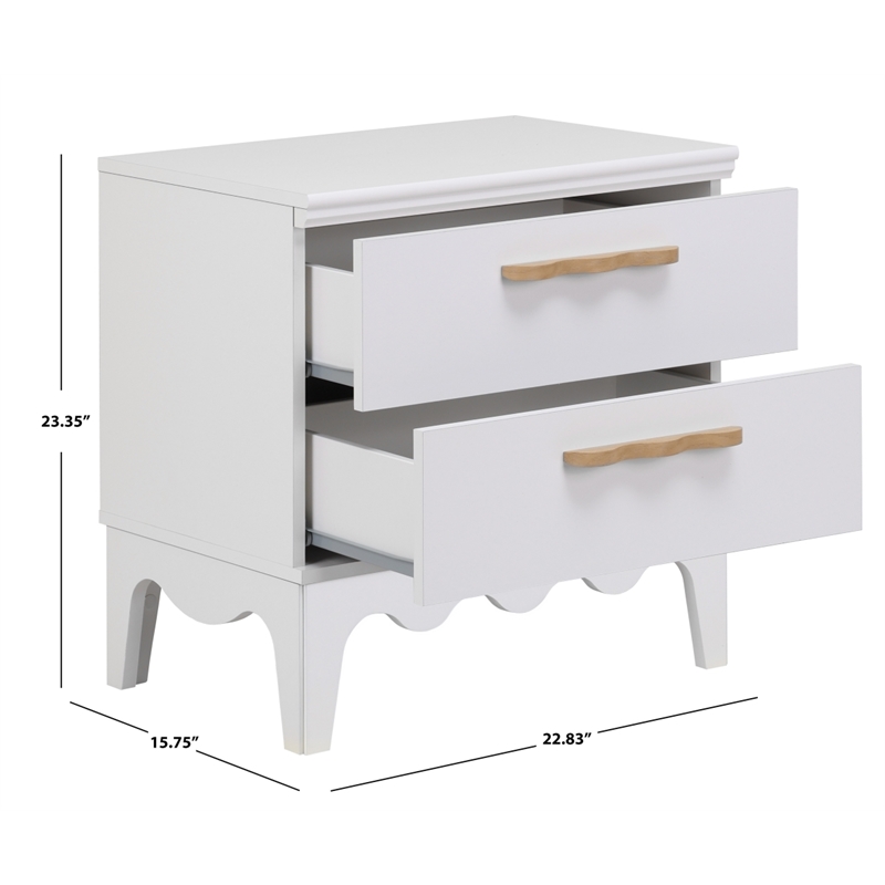 Safavieh Lovette 2 Drawer Wood Nightstand  in White