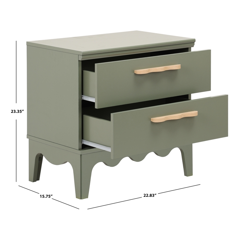Safavieh Lovette 2 Drawer Wood Nightstand in Olive