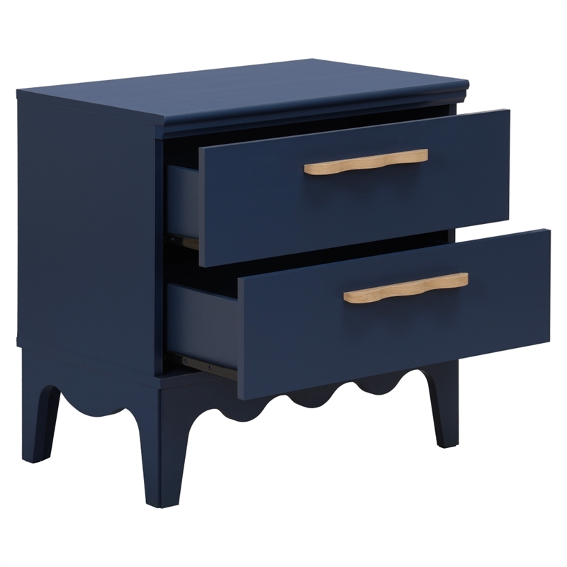 Safavieh Lovette 2 Drawer Wood Nightstand in Navy