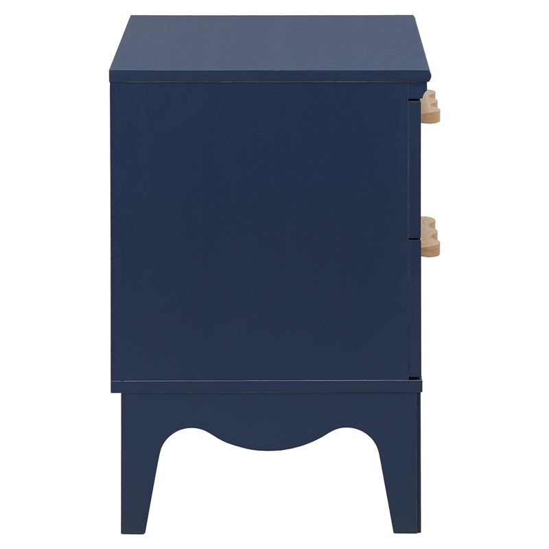 Safavieh Lovette 2 Drawer Wood Nightstand in Navy