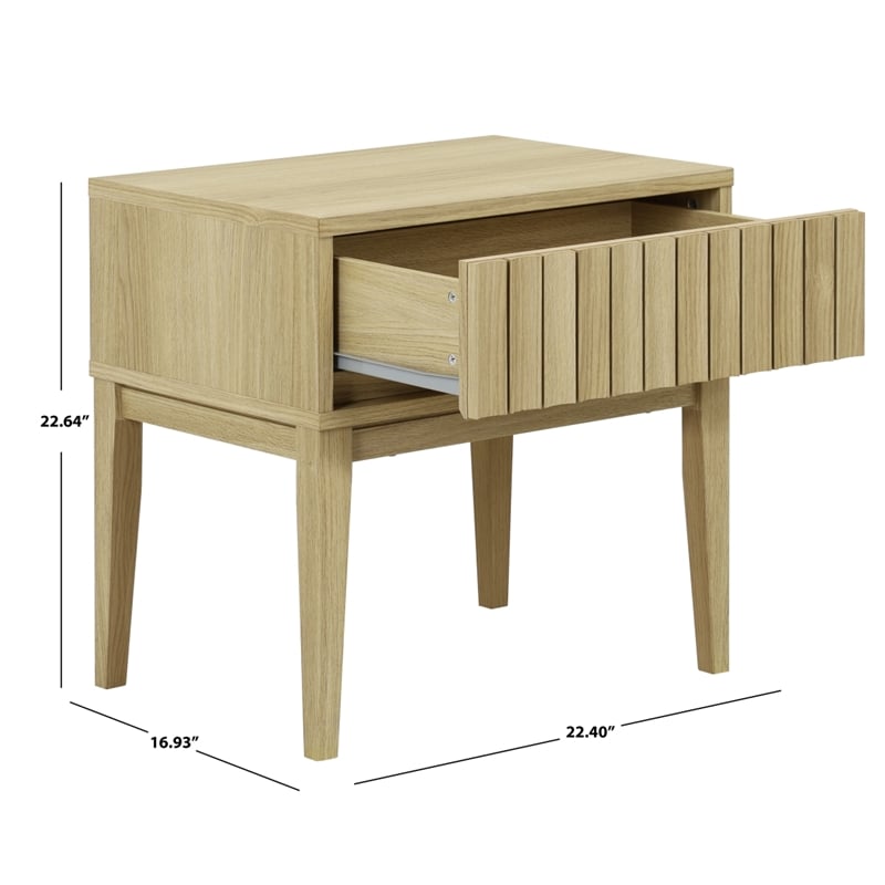 Safavieh Fidia 1 Drawer Wood Nightstand in Light Oak