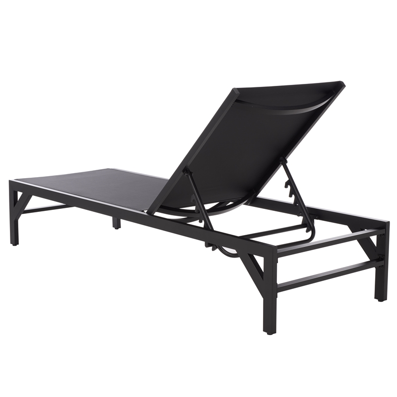 Safavieh Stanley Aluminum Chaise Lounge  in Black / Black