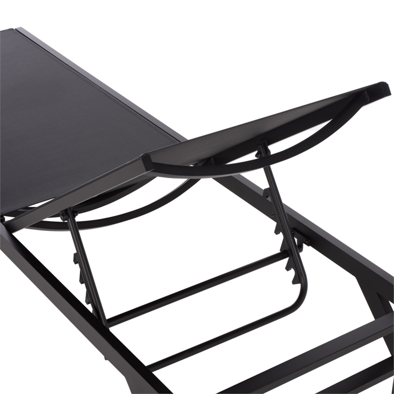 Safavieh Stanley Aluminum Chaise Lounge  in Black / Black